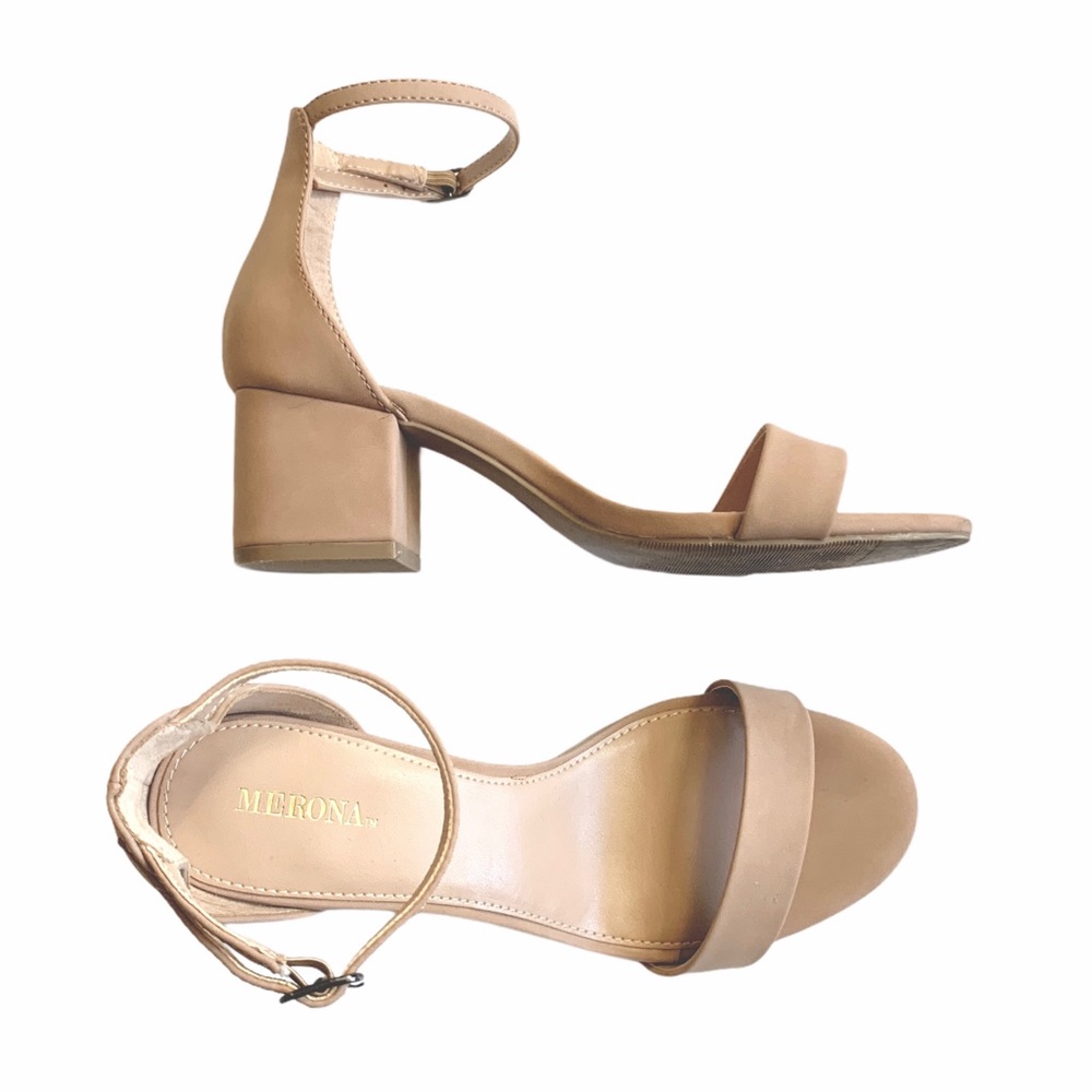 Nude Block Sandal Heels
